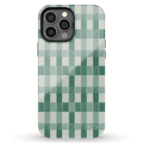 Custom Initials Tartan Plaid Checkerboard iPhone Case